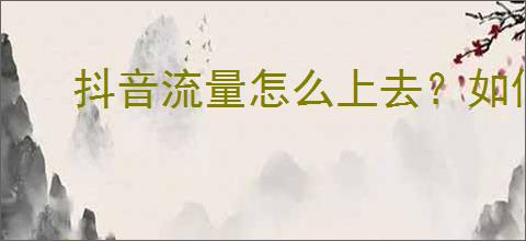 抖音流量怎么上去？如何                </div>
                                <div class=